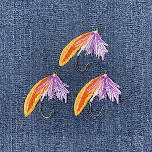 3er Pack Fliegen Fischen Köder Applikation Aufnäher - Gesticktes Winter Hope Angelabzeichen 4,5 cm (Eisen zum Aufbügeln)