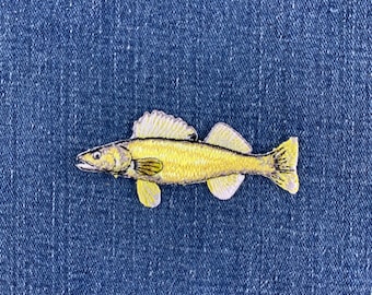 Walleye Fish Applique Patch - Embroidered Sports Fishing Badge 2-7/8" (Iron On)