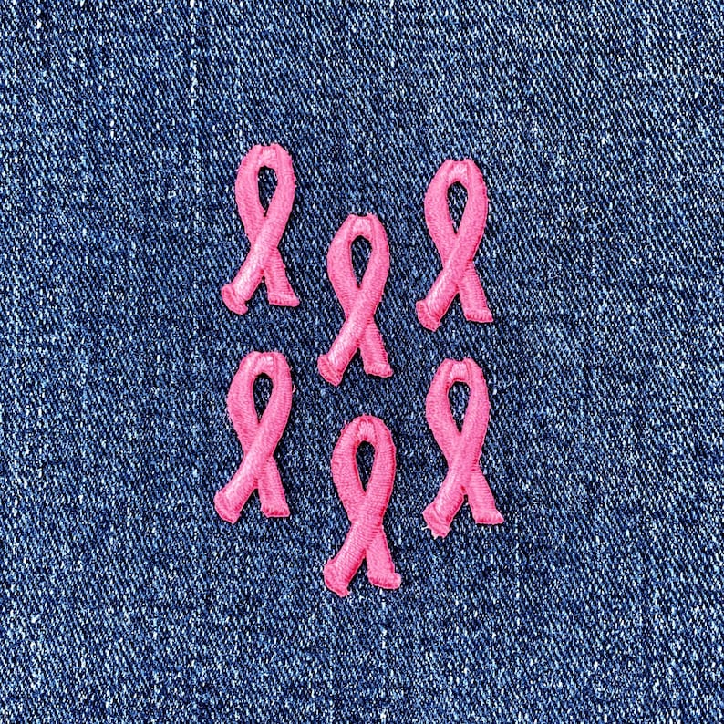 6-Pack Pink Ribbon Applique Patch - Embroidered Breast Cancer Awareness Badge 1" (Iron On) image 1