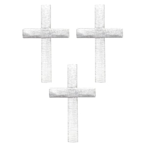 Medium Cross Applique Patch - White Jesus Christian Badge 2&quot; (3-Pack, Iron on)