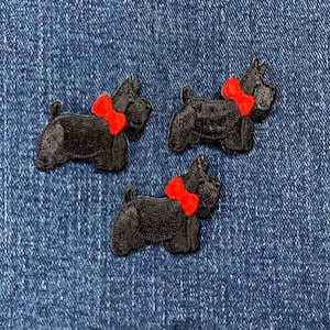 3er Pack Scottie Applikation Patch - Mini gestickter Hund Tier Abzeichen 1,5 "(Iron On)