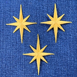 3-Pack Nativity Star Applique Patch - Gold Embroidered Badge 2.5&quot; (Iron on)
