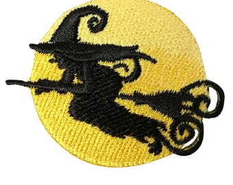 Witch Applique Patch - Full Moon, Halloween Badge 2" (Iron on)