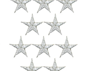 Star Applique Patch - Silver 5/8" (10-Pack, Iron on)