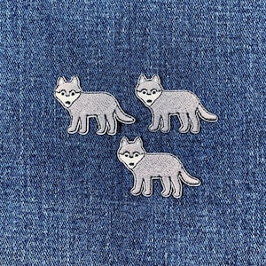 3-Pack Wolf Applique Patch - Mini Embroidered Animal Badge 1.25" (Iron On)