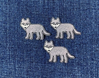 3-Pack Wolf Applique Patch - Mini Embroidered Animal Badge 1.25" (Iron On)