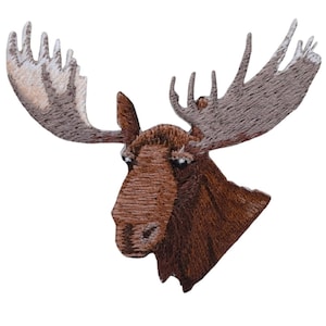 Moose Applique Patch - Antlers, Animal Badge 2.75" (Iron on)