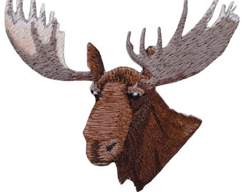 Moose Applique Patch - Antlers, Animal Badge 2.75" (Iron on)