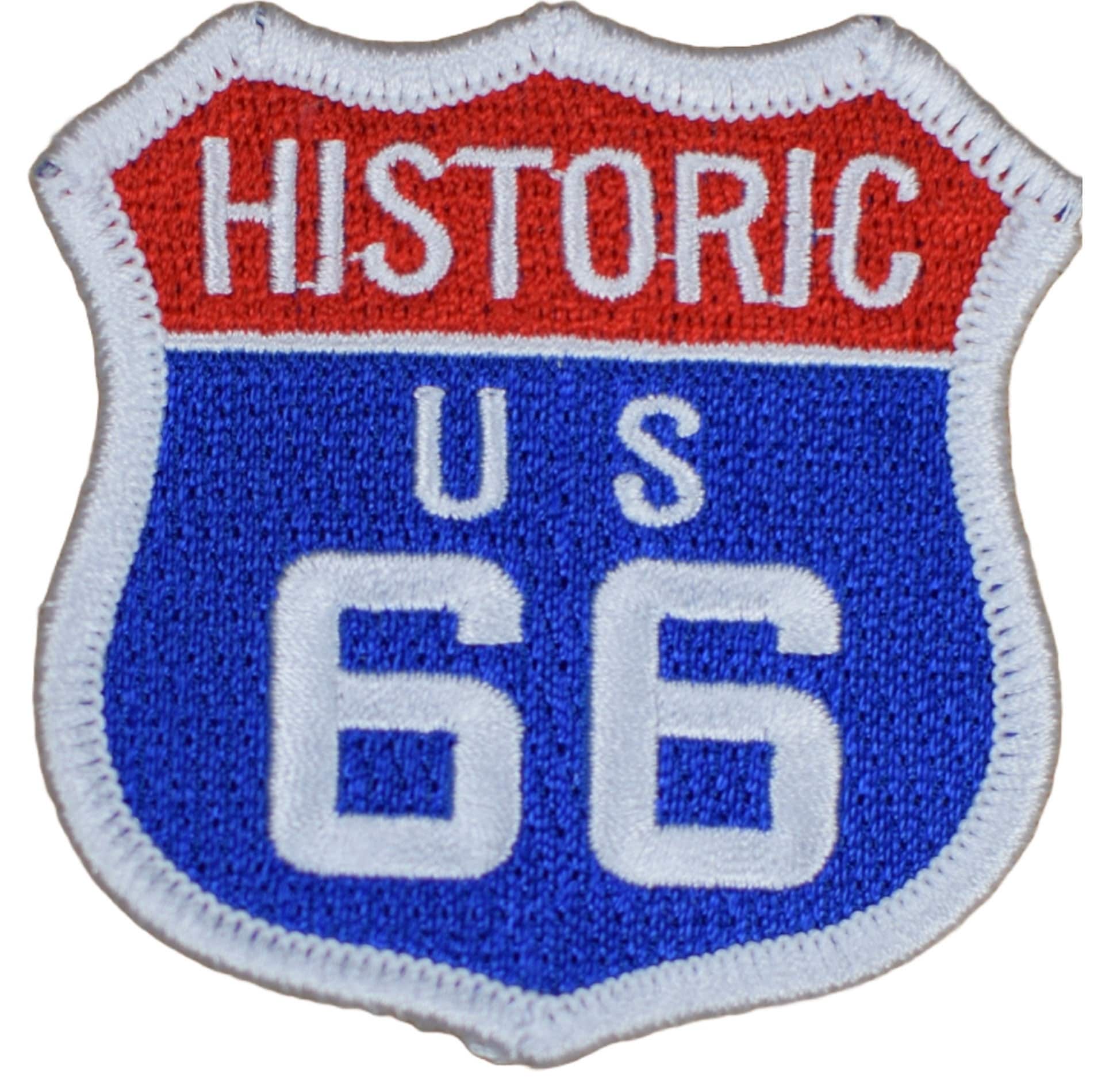 Route 66 Buch ROUTE 66 AUFNÄHER Bestickt AUTOBAHN STRASSENSCHILD GROSSES Route 66 Schild Original