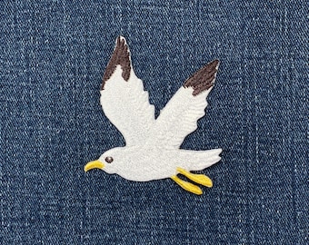 Large Seagull Applique Patch - Embroidered Sea Bird Beach Badge 2.75" (Iron On)