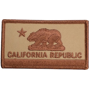 California Flag Patch - Desert Tan CA Republic Embroidered Badge 3.25&quot; (Iron Or Sew On)