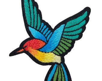 Hummingbird Applique Patch - Wild Bird Badge 2.5" (Iron on)