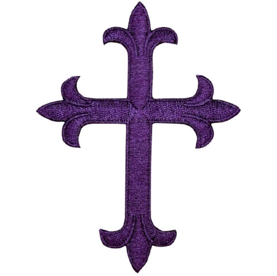 Purple & Black Decorative Cross Patch, Religious Cross Patches