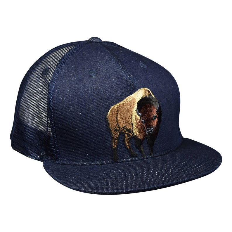 Buffalo bison Baseball Cap Blue Denim 
