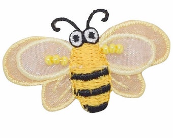 Bumblebee Applique Patch - Layered, Beads, Honey Bee 2-5/8" (Iron on)