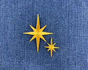 2-Pack Nativity Star Applique Patch Set - Embroidered Decorative Badges (Iron On)