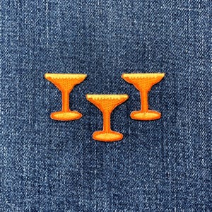 3-Pack Margarita Glass Applique Patch - Embroidered Orange Tequila Sunrise Badge 1" (Iron On)