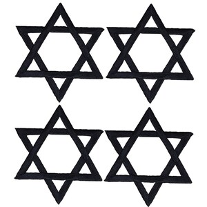 4-Pack Star of David Applique Patch - Embroidered Black Decorative Badge 2" (Iron On)