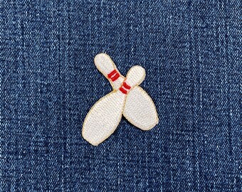 Bowling Pins Applique Patch - Embroidered League & Uniform Badge 1-7/8" (Iron On)