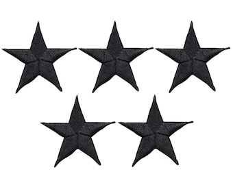 Star Applique Patch - Black 1.5" (5-Pack, Iron on)