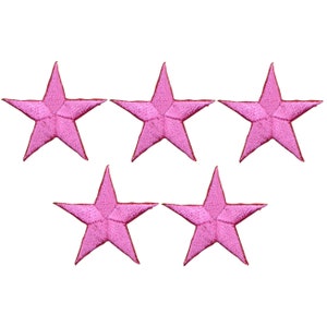 Star Applique Patch - Hot Pink, Fuchsia 1.25" (5-Pack, Iron on)