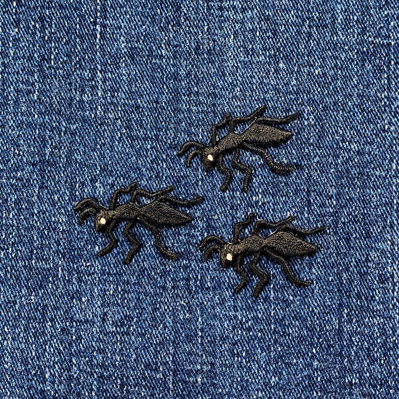 3-pack Black Ant Applique Patch - Embroidered Insect Bug Badge 1.25 ...