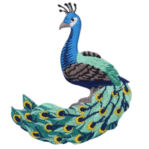 Peacock Applique Patch - Peafowl, Animal, Bird Badge 3" (Iron on)