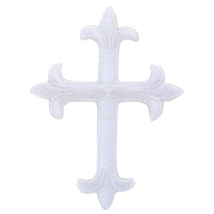White Cross Applique Patch - Christian, Catholic, Jesus 2.5" (Iron on)