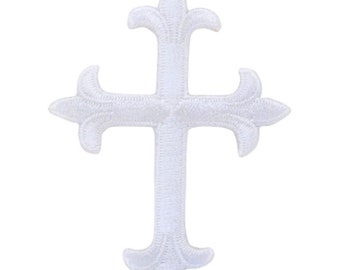 White Cross Applique Patch - Christian, Catholic, Jesus 2.5" (Iron on)