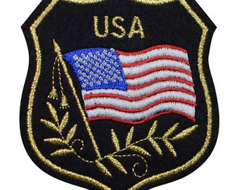 American Flag Patch - United States, USA, Mylar Badge 3.25" (Iron on)