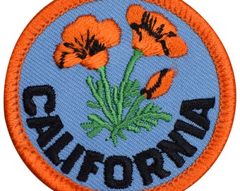 Small California Poppy Patch -Flower, Bloom, CA Badge 2" (Iron on)