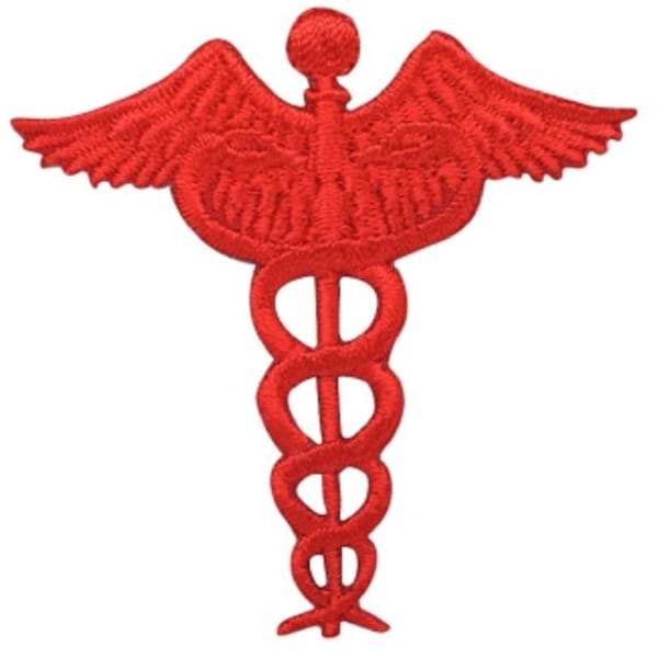 Caduceus Applique Patch - Doctor, Nurse, EMT, Paramedic, Medical Symbol 2.5" (Iron on)