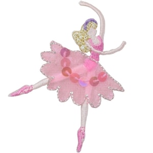 Ballerina Dancer Applique Patch Ballet, Dance, Performing Arts Badge Iron on Pink Sequin