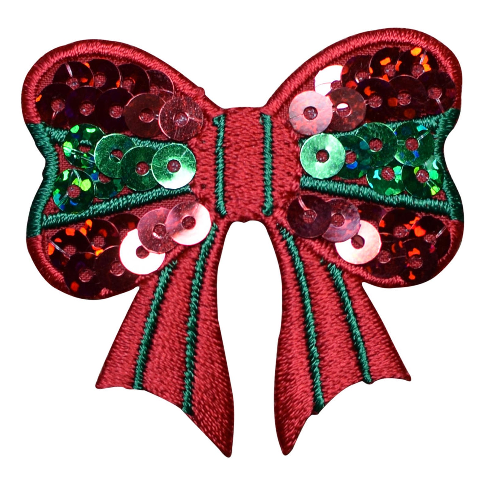 Christmas Bow Applique Patch Sequin Holiday Badge 2 Etsy