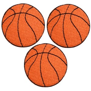 Medium Basketball Applique Patch - Sports Athletic Team Badge 1.5&quot; (3-Pack, Iron on)