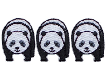 Mini Panda Applique Patch - Ours, Animal Badge 7/8" (3-Pack, Iron on)