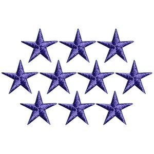 Mini Purple Star Applique Patch - 100% Embroidered Achievement Badge 5/8&quot; (5-Pack, Iron on)