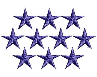 Star Applique Patch - Purple Embroidered Badge 5/8" (10-Pack, Iron on)