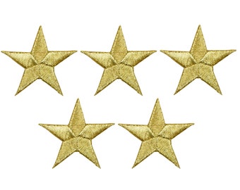 Star Applique Patch - Gold 1.5" (5-Pack, Iron on)