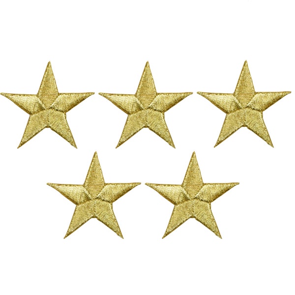 Star Applique Patch - Gold 1.5" (5-Pack, Iron on)