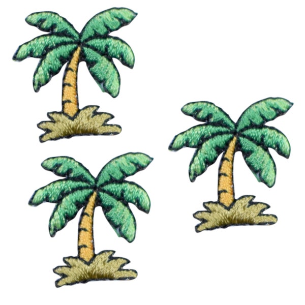 Mini Palm Tree Applique Patch - Tropical, Beach Badge 7/8" (3-Pack, Iron on)