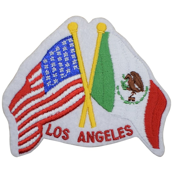 LOS ANGELES - US x Mexico flags souvenir embroidered patch