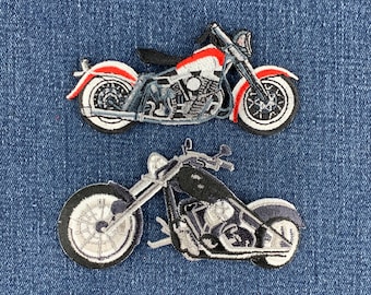 2-Pack Motorcycle Patch Set - Embroidered Cruiser & Chopper Bike Badges (Iron On)