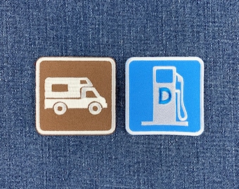 2-Pack Diesel Cabover Patch Set - Embroidered Truck Camper Camping Road Trip Badges 2"
