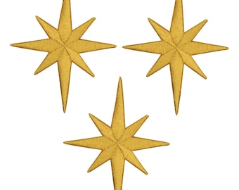 Medium Nativity Star Applique Patch - Space Galaxy Universe 2.5" (3-Pack, Iron on)