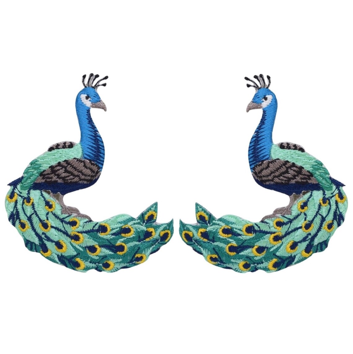 Peacock Applique Patch Set Peafowl Animal Bird Badge Etsy