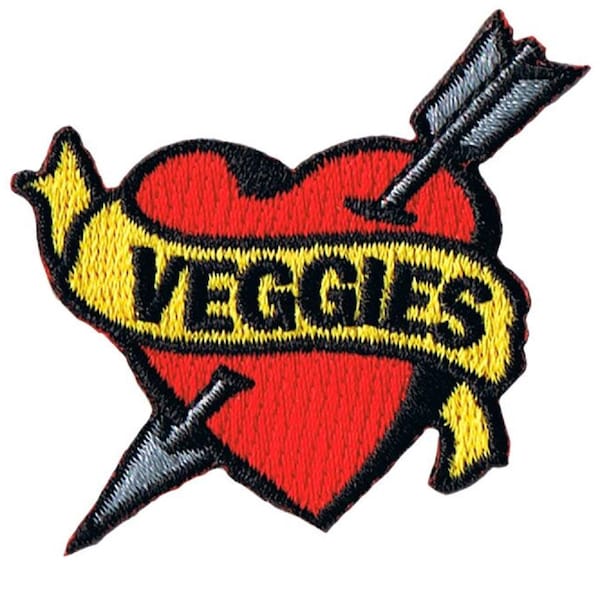 Veggies Tattoo Patch - Arrow, Heart, Vegetables, Food Badge 2.25" (Iron on)