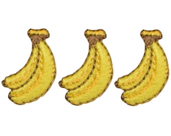 Banana Applique Patch - Bunch of Bananas, Fruit Badge 7/8" (3-Pack, Iron on)