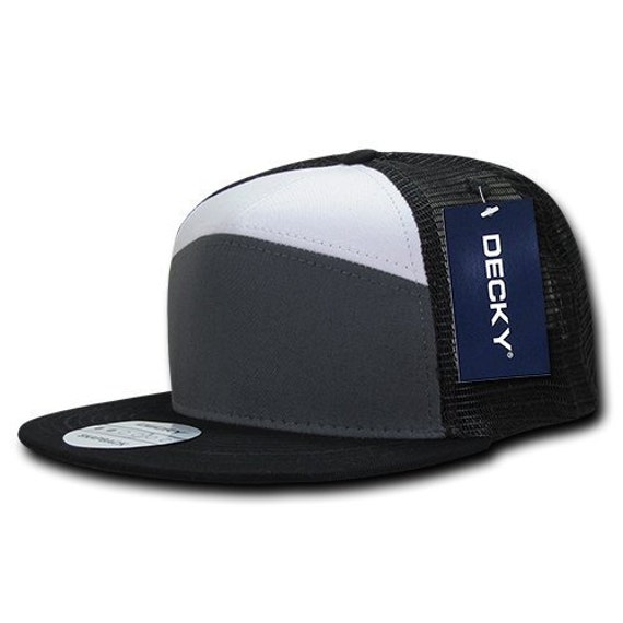 7 Panel Trucker Hat Black White and 