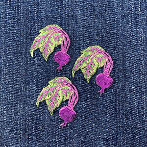 3-Pack Beets Applique Patch - Embroidered Food Farm & Garden Badge 1-1/2" (Iron On)